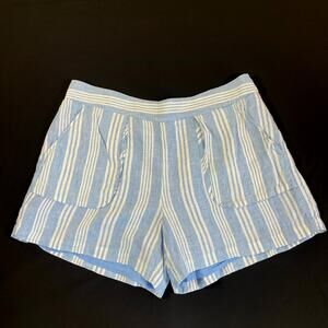 Vineyard Vines Womens Casual Linen Blue/White Striped Lined Shorts Size Large